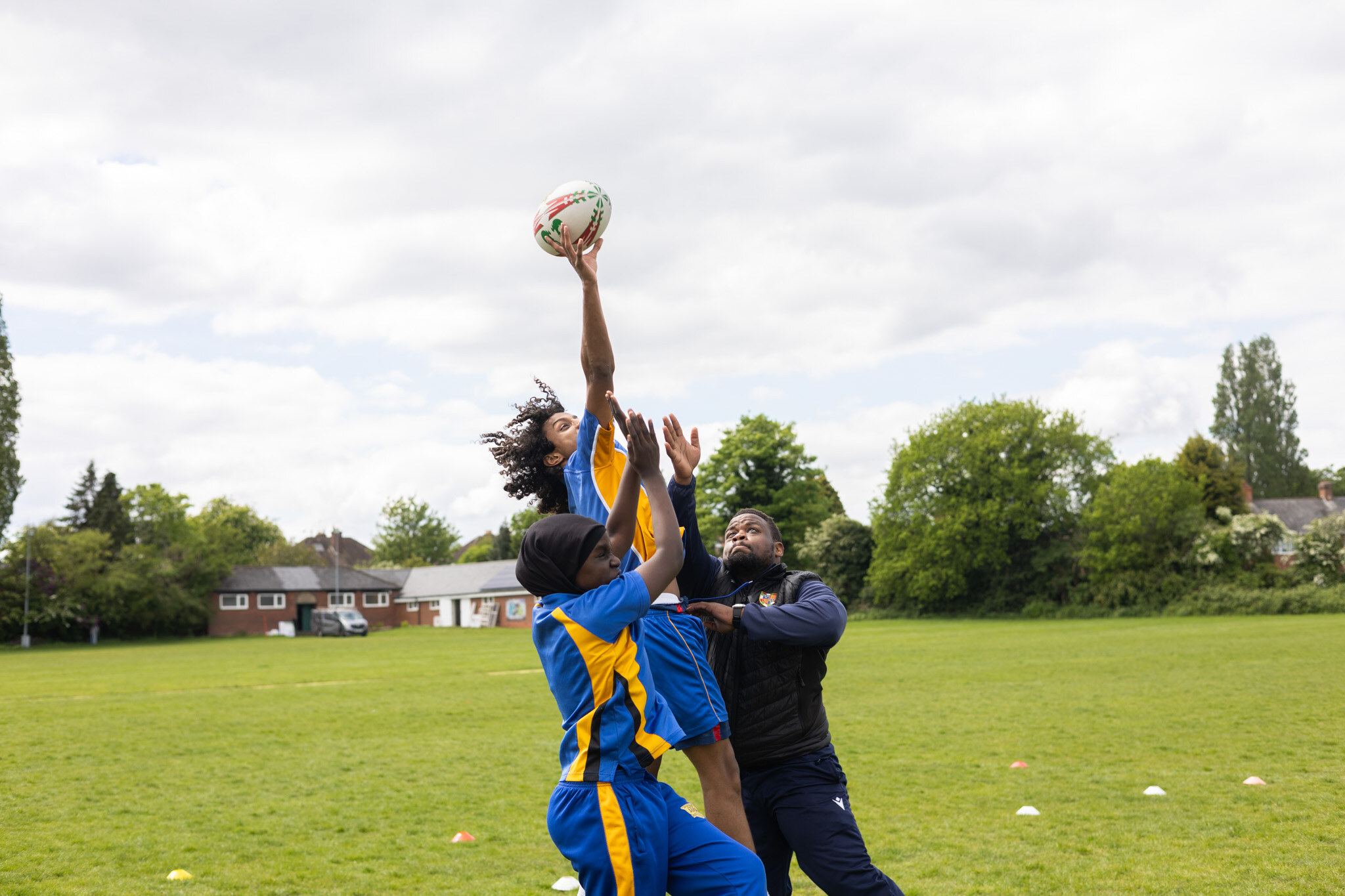 An outdoor multi-sport session running at a community event