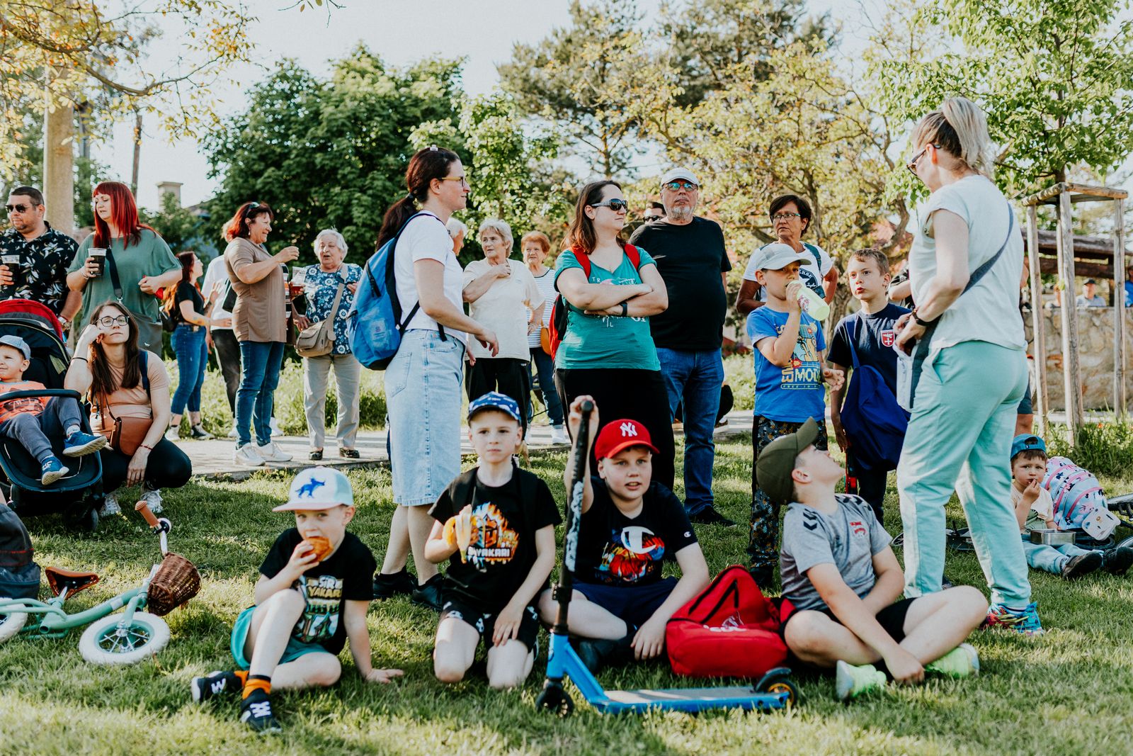 A group gathered outdoors during an organised activity day